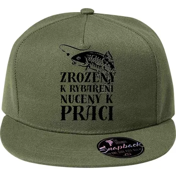Pánské tričko Zrozený k rybaření, nucený k práci. Černý tisk - Kšiltovka, čepice 5P RAP - nastavitelná