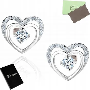 Náušnice STŘÍBRNÉ NÁUŠNICE POVRCHOVĚ UPRAVENÉ RHODIEM 925 SRDCE PRO ŽENU
