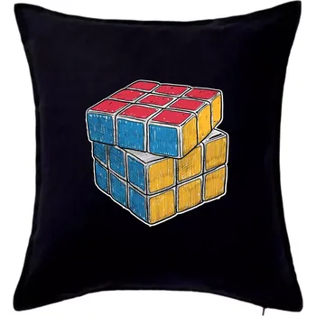 Polštář Rubikova kostka kreslená - Polštář 50x50 - 50x50 - Včetně výplně ( Černá )