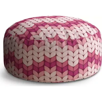 Taburet Sablio Taburet Circle Tříbarevné růžové pletení: 38x48 cm