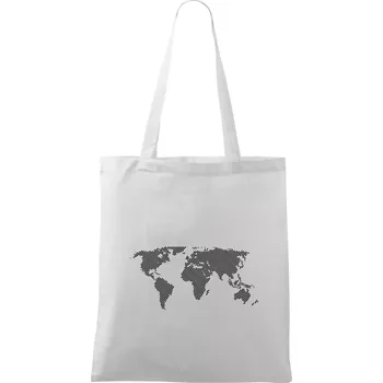 Nákupní taška Mapa světa otisk - Taška bavlněná - 42 x 38 cm ( Bílá )