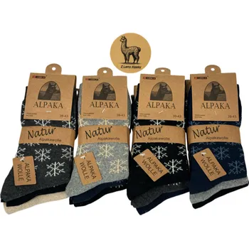 Pánské ponožky Pánské ponožky z Alpaka vlny – sada 3 párů, tenčí jarní a podzimní s motivem vločky černá, šedá, námořnická modrá 43-47 Menší dárkové balení (1-2 sady)