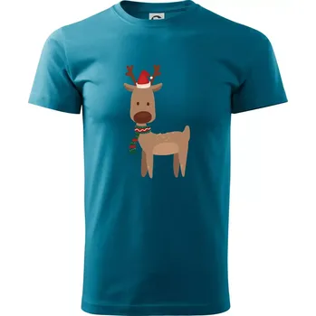 Pánské tričko Vánoční sob - Klasické pánské triko vyšší gramáže - 4XL ( Tmavý tyrkys )