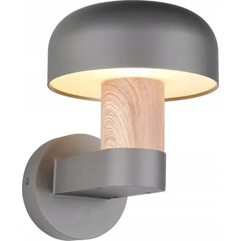 Venkovní osvětlení Trio Lighting Venkovní nástěnné svítidlo Fraser, šedá/dřevěný vzhled, hliník, IP54, E27 - Stínidlo na lampu - Ø 19 cm, výška 8,5 cm; nástěnný držák Ø 12,5 cm, výška 3,5 cm dřevo, tmavě šedá 1 x 10 W LED - Doprava zdarma