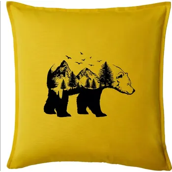 Polštář Medvěd ilustrace - Polštář 50x50 - 50x50 - Pouze potah ( Žlutá )