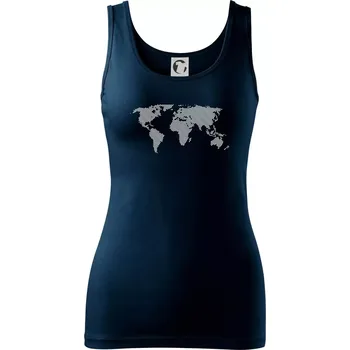 Dámské tričko Mapa světa otisk - Dámské tílko - XL ( Námořní modrá (velmi tmavá - téměř černá) )