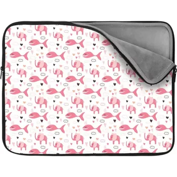 pouzdro na notebook Sablio Obal na notebook Růžové rybky a sloni - 17"