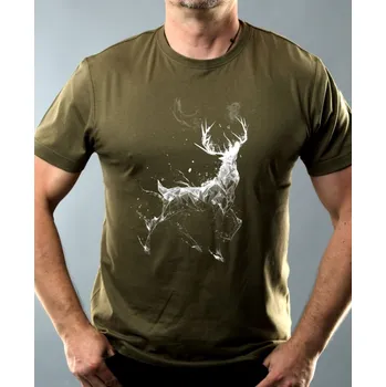 Ledový jelen, V2, bílý potisk - Pánské tričko Basic - Nejoblíbenější - 2XL