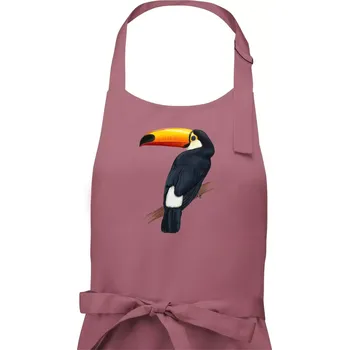 Kuchyňská zástěra Tukan kreslený - Pánská zástěra na vaření - Univerzální velikost ( Starorůžová )
