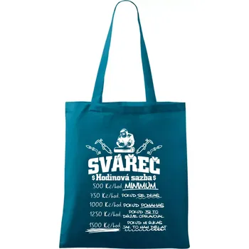 Svářeč - hodinová sazba - Taška bavlněná - 42 x 38 cm ( Petrolejová )