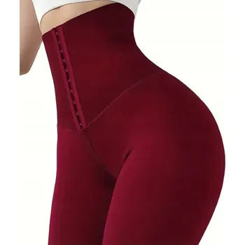 Legíny s vysokým pásem na zapínání - Bordová/S KP-30263