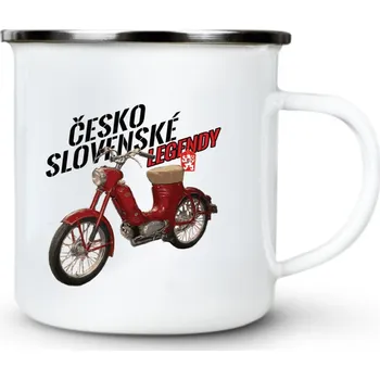 JAWA 550 PIONÝR "Pařez" - ČESKOSLOVENSKÉ LEGENDY - Plechový hrnek VELKÝ 400ml (500 ml po okraj) - 400 ml