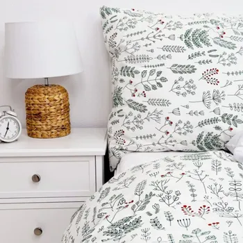 Povlečení Francouzské bavlněné povlečení Herbář Zelený Zapínání: zip, Velikost polštáře: 2x70x90, Velikost přikrývky: 240x220 Šev uprostřed
