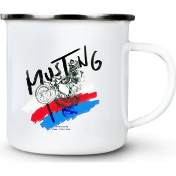 JAWA 50/23 Mustang - Original 123triko.cz design - Plechový hrnek VELKÝ 400ml (500 ml po okraj) - 400 ml