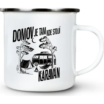Domov je tam, kde stojí karavan - Plechový hrnek VELKÝ 400ml (500 ml po okraj) - 400 ml