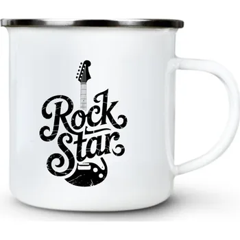 Rock star, černý tisk - Plechový hrnek VELKÝ 400ml (500 ml po okraj) - 400 ml