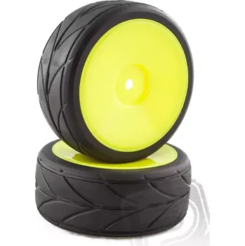 RC náhradní díl Himoto Silniční guma včetně plného žlutého disku, 2ks.