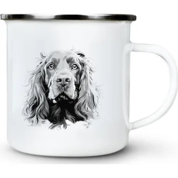 Pánská móda Anglický kokršpaněl , černý tisk - Plechový hrnek VELKÝ 400ml (500 ml po okraj) - 400 ml