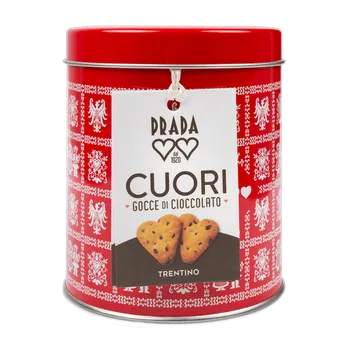 Cukrovinka Prada Sušenky s kousky čokolády plechovce, srdíčka 230 g