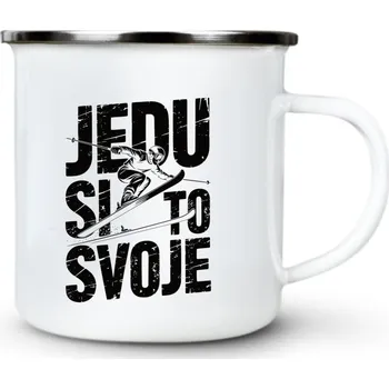 Pánské oblečení Jedu si to svoje, černý potisk - Plechový hrnek VELKÝ 400ml (500 ml po okraj) - 400 ml