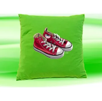 Dekorativní polštářek Polštářek červené tenisky 35x35 cm zelený (polštář s teniskami 35x35 cm )