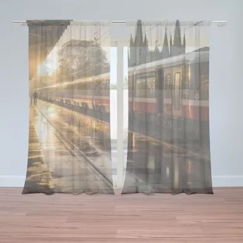 Záclona Sablio Záclony Vlak na nádraží při východu slunce: 2ks 150x250cm