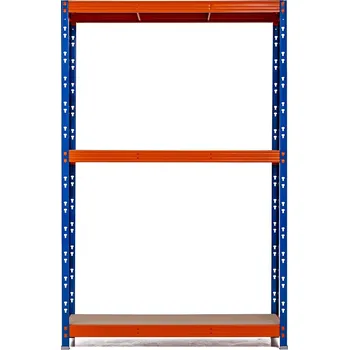 Dílenský regál Profesionální policový regál Trestles RR1 2000x1800x500, nosnost 1350 kg, 3 police, oranžovo-modrý