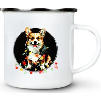 Corgi koleda - Plechový hrnek VELKÝ 400ml (500 ml po okraj) - 400 ml