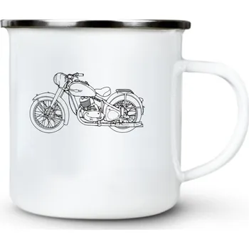 JAWA 250/350 "Pérák", LineArt - Plechový hrnek VELKÝ 400ml (500 ml po okraj) - 400 ml