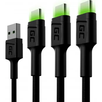Datový kabel GreenCell Sada 3x Green Cell GC Ray USB-C kabel 120 cm, LED podsvícení, Ultra Charge
