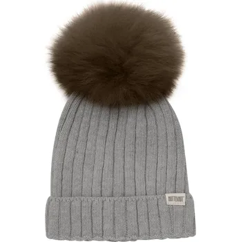 Kojenecká čepice HUTTELiHUT - Čepice s bambulí z alpačí srsti - Šedý melír VARIANTY: 6-8Y