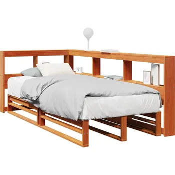 Postel zahrada-XL Postel s knihovnou bez matrace hnědá 75x190 cm masivní borovice 3324525