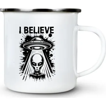 I believe, černý tisk - Plechový hrnek VELKÝ 400ml (500 ml po okraj) - 400 ml