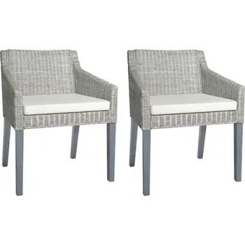 Stolička zahrada-XL Jídelní židle s poduškami 2 ks šedé přírodní ratan 325494