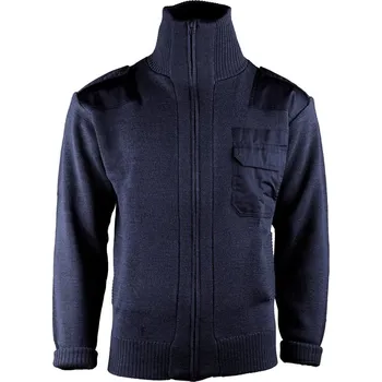 Pánská mikina MIL-TEC svetr vlněný dlouhý zip s kapsou MODRÝ vel.60