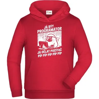 Pánské tričko Krtek programátor, bílý tisk - Dětská mikina s kapucí - 128 cm