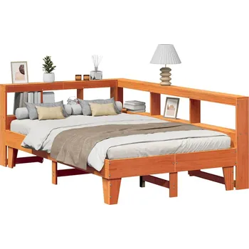 Ložnice zahrada-XL Postel s knihovnou bez matrace 135 x 190 cm masivní borovice 3324555