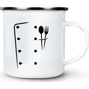 Kuchařská uniforma, černý tisk - Plechový hrnek VELKÝ 400ml (500 ml po okraj) - 400 ml