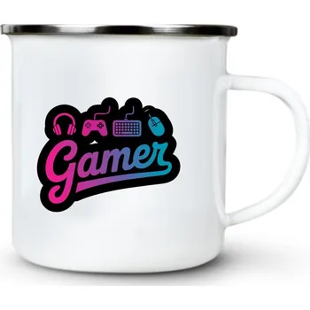 Gamer, V1 - Plechový hrnek VELKÝ 400ml (500 ml po okraj) - 400 ml