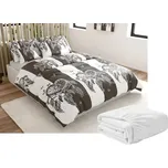 Sada 2ks mikroplyšového povlečení TIRSO šedo-bílé + prostěradlo mikroplyš SOFT 180x200 cm bílé, dvoulůžko 235294000