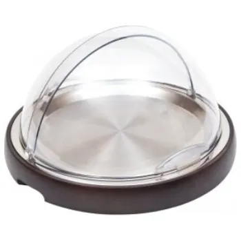 Zepe Podnos chladící kulatý, rolovací víko, nerez plato, dřevo wenge