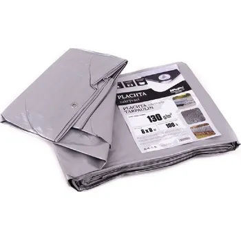 Krycí plachta Plachta nepromokavá s oky 130g /m2 ŠEDÁ 6x8m 102295