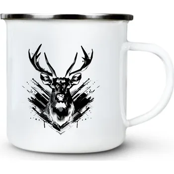 Pánské oblečení Jelení extravaganza, černý potisk - Plechový hrnek VELKÝ 400ml (500 ml po okraj) - 400 ml