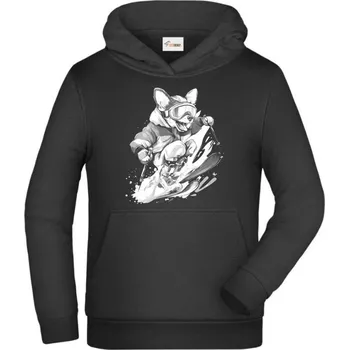 Pánské tričko Lyžařský pes, bílý potisk - Dětská mikina s kapucí - 152 cm