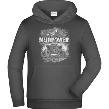 Pánské tričko MUDPOWER, čtyřkolka, ATV, QUAD, bílý, V2 - Dětská mikina s kapucí - 128 cm