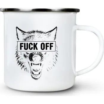 Fuck off vlk, V2 - Plechový hrnek VELKÝ 400ml (500 ml po okraj) - 400 ml