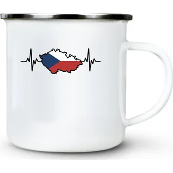 EKG, Český tep - Plechový hrnek VELKÝ 400ml (500 ml po okraj) - 400 ml