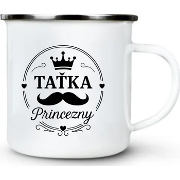 Pánské oblečení Taťka princezny, černý tisk - Plechový hrnek VELKÝ 400ml (500 ml po okraj) - 400 ml