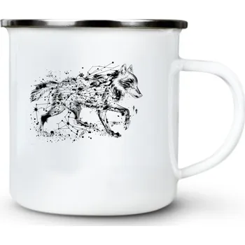 Vlčí souhvězdí, černý potisk - Plechový hrnek VELKÝ 400ml (500 ml po okraj) - 400 ml