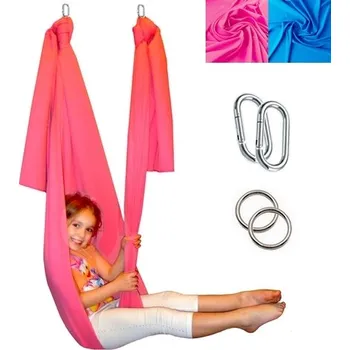 Síť na jógu - Hamaka PRO DĚTI vč. kroužků a karabin, dvě barvy Tyrkysová